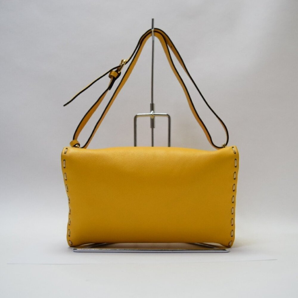 Fendi Triangle Bag Triangular Hobo Handbag Yellow Leather